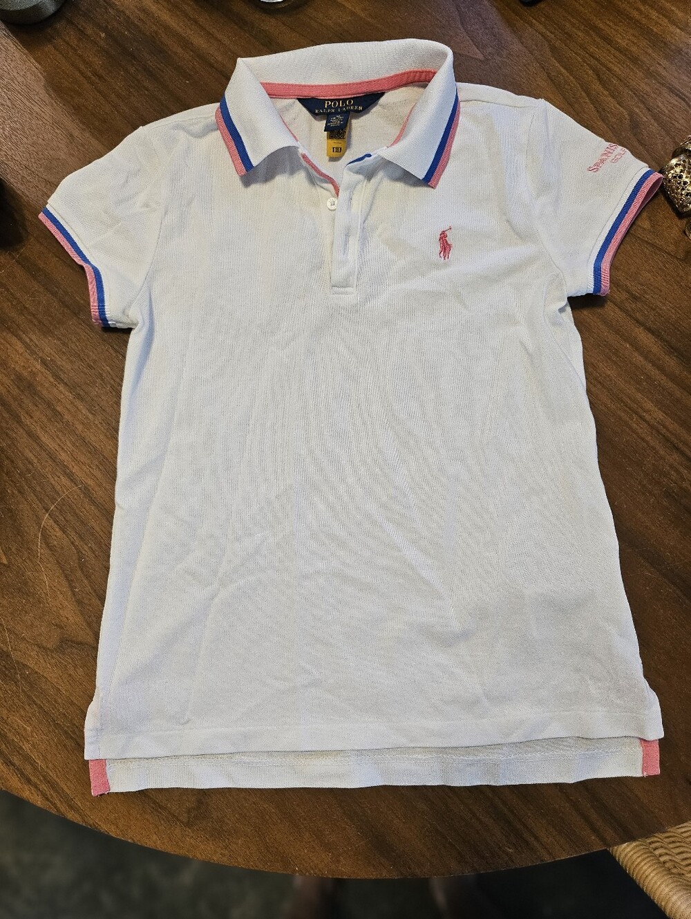 Polo Ralph Lauren Big Girls Performance Polo Shirt White M (8-10) Spanish Oaks
